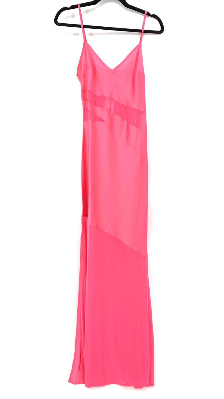 French Connection Slip Dress Women's Size 8 Satin Strappy Camelia Rose Pink NEW